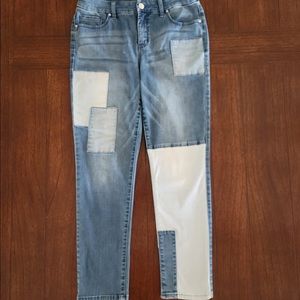 Chico’s so slimming patchwork jeans